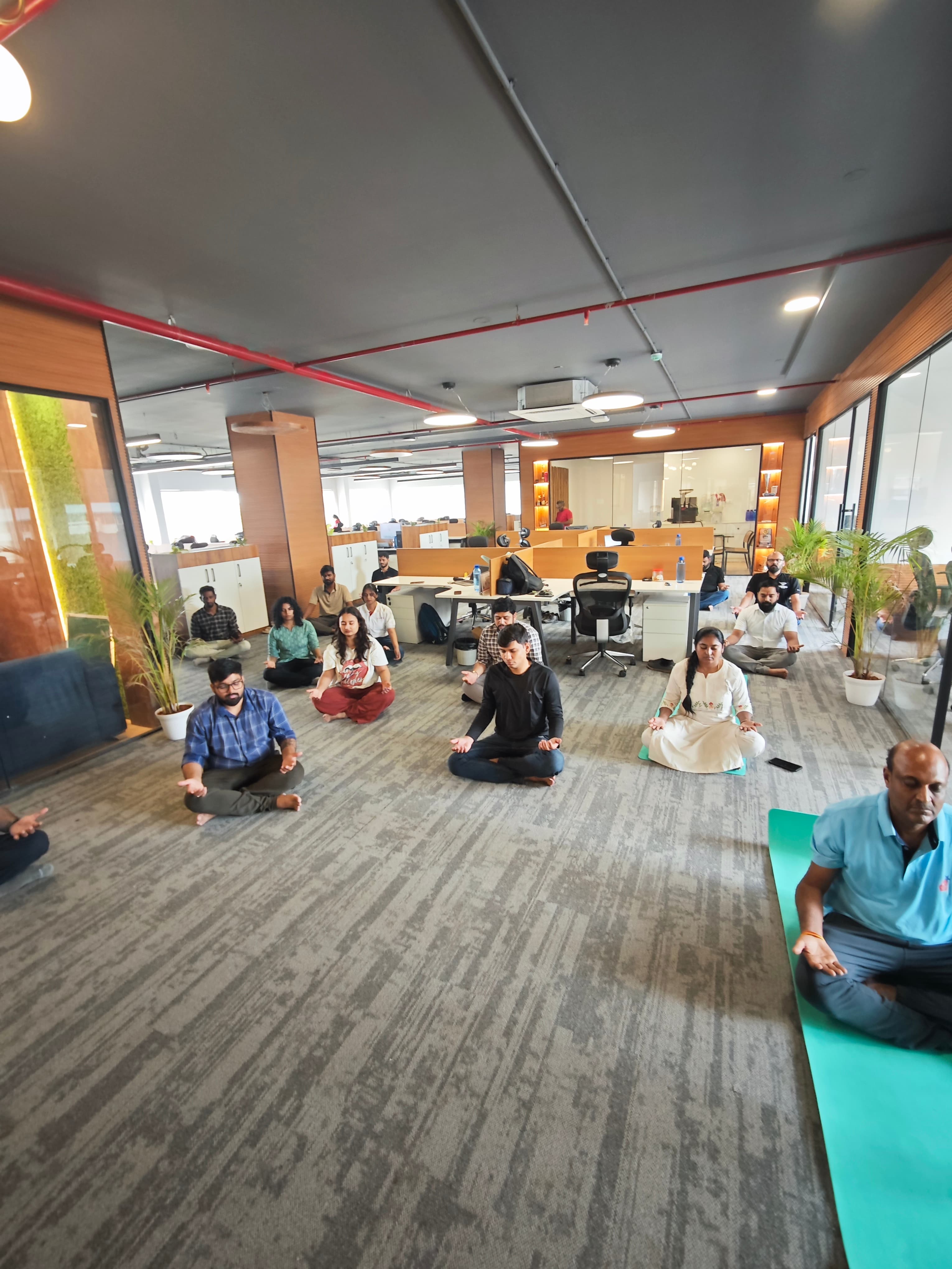 Guided workplace wellbeing practice in an office