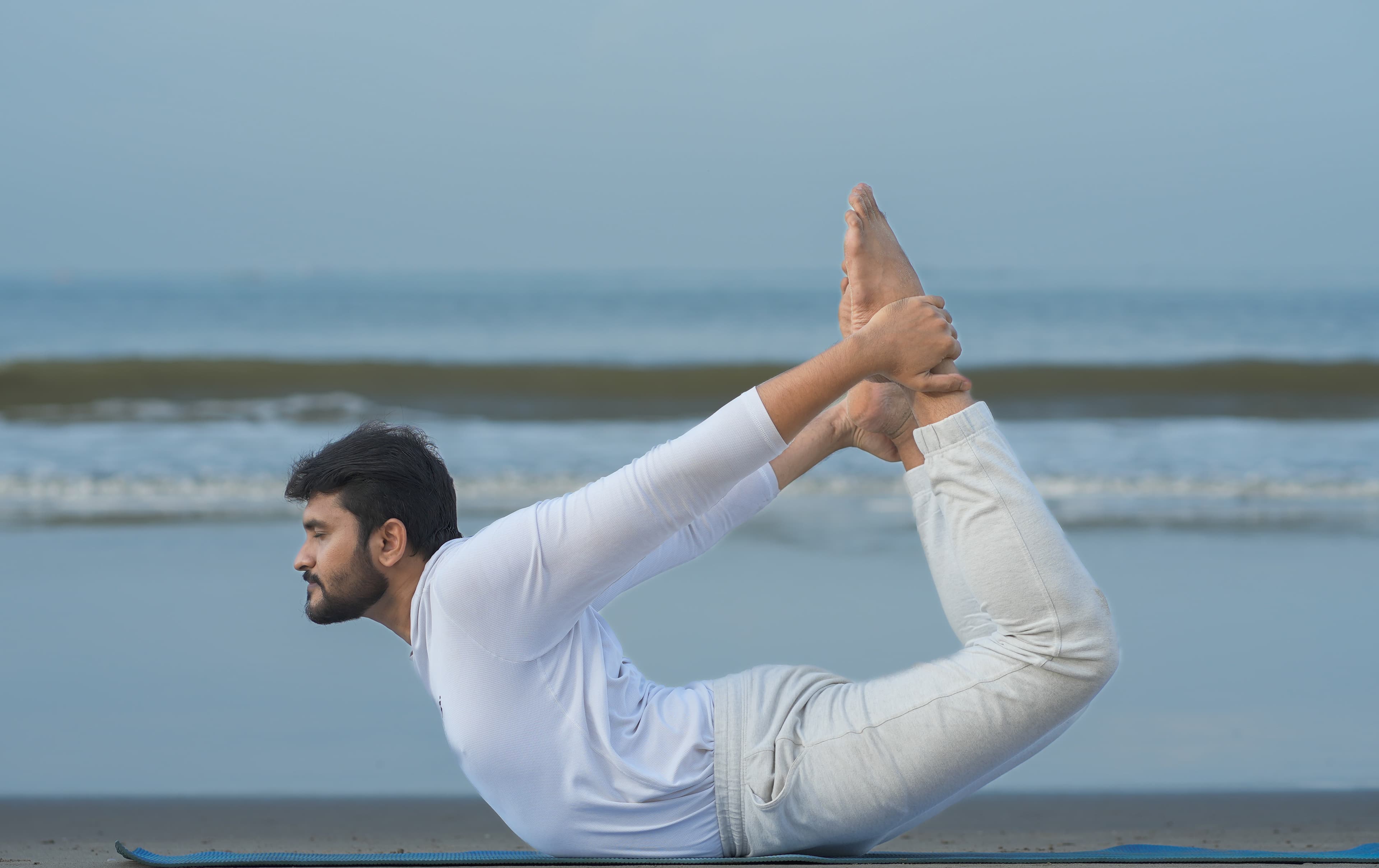 Bow pose practice