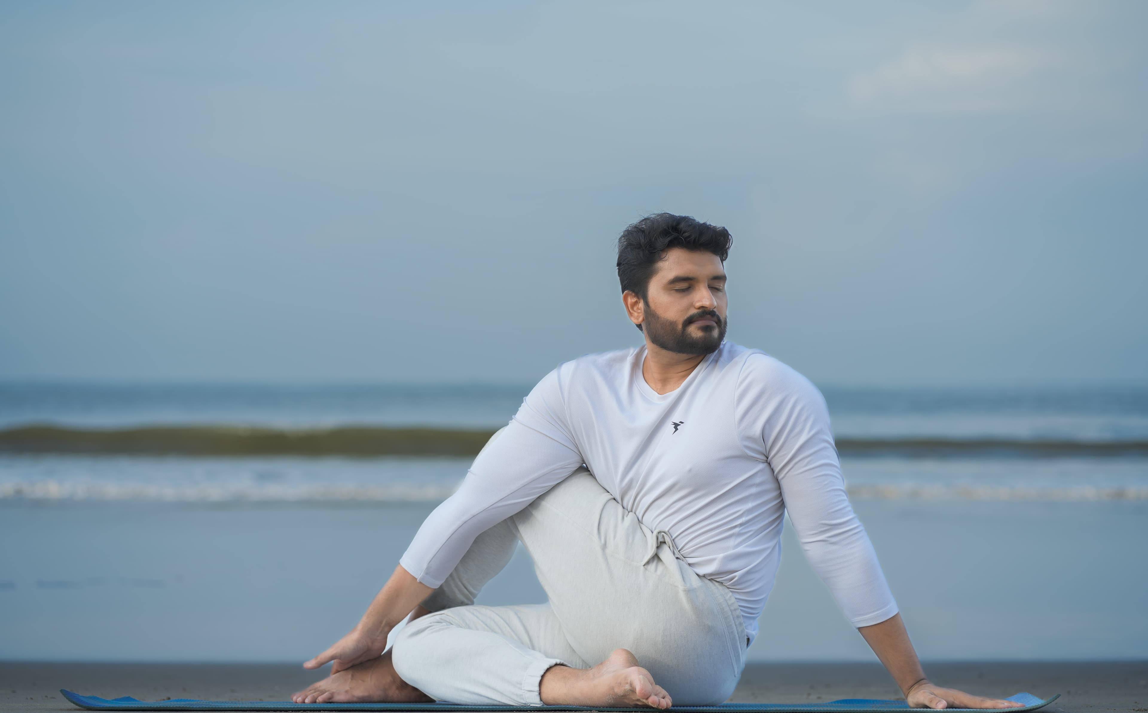 Yoga practice by the sea